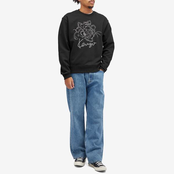 ケンゾー メンズ パーカー・スウェット アウター Kenzo Star Tiger Crew Sweat Black