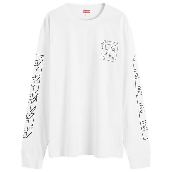 ケンゾー メンズ Tシャツ トップス Kenzo Kube Long Sleeve T-Shirt White