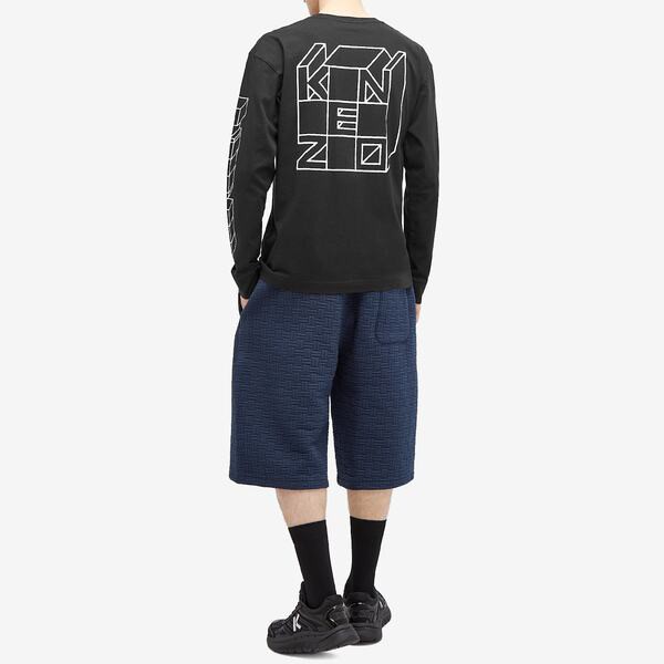 ケンゾー メンズ Tシャツ トップス Kenzo Kube Long Sleeve T-Shirt Black