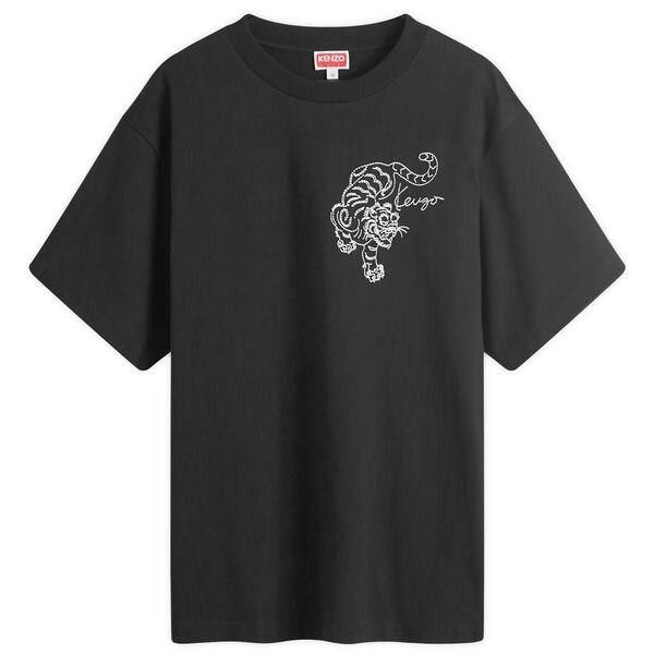 ケンゾー メンズ Tシャツ トップス Kenzo Star Tiger Oversized T-Shirt Black