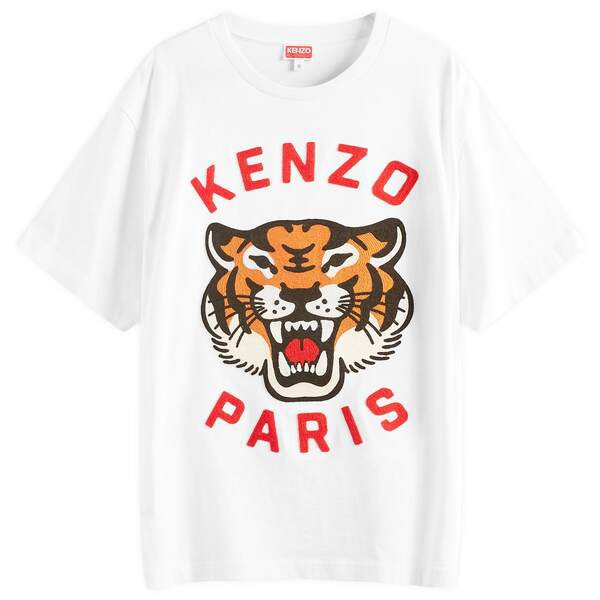 ケンゾー メンズ Tシャツ トップス Kenzo Lucky Tiger Embroidered T-Shirt Whiteの通販は