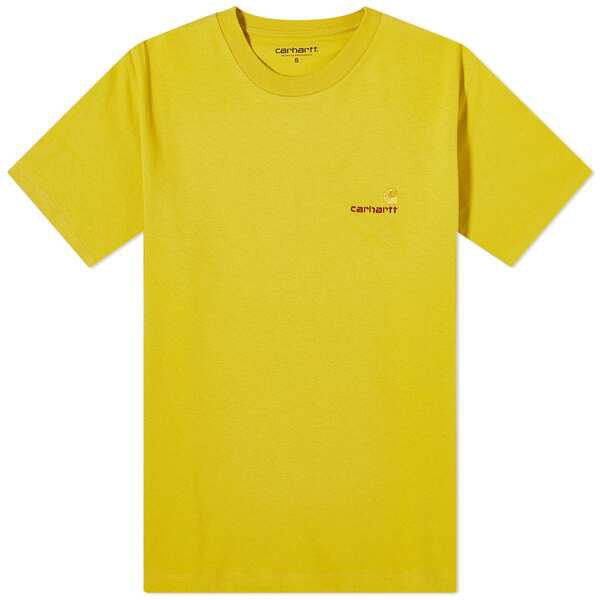 カーハート レディース Tシャツ トップス Carhartt WIP American Script T-Shirt Golden Olive