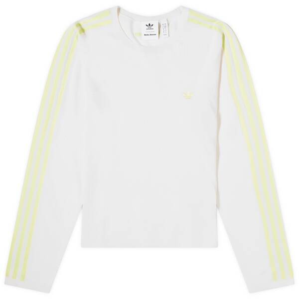 アディダス メンズ Tシャツ トップス Adidas x Wales Bonner Knit Long Sleeve T-Shirt Chalk White & Semi Frozen Yellow