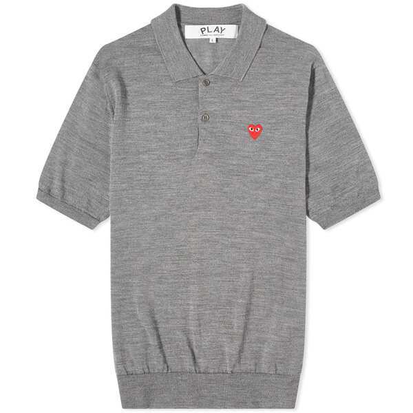 コム・デ・ギャルソン メンズ ポロシャツ トップス Comme des Garcons Play Knit Polo Grey