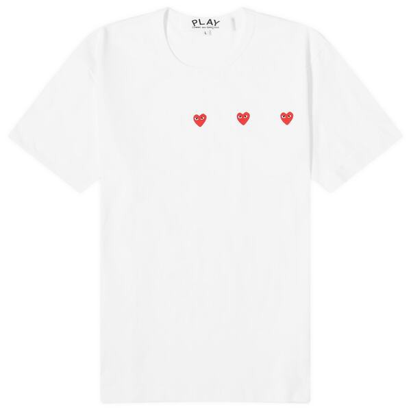 コム・デ・ギャルソン メンズ Tシャツ トップス Comme des Garcons Play 3 Heart T-Shirt White