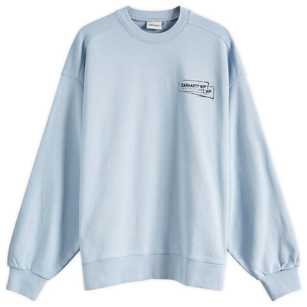 カーハート メンズ パーカー・スウェット アウター Carhartt WIP Stamp Crew Sweat Misty Sky & Black