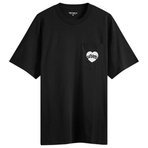 カーハート メンズ Tシャツ トップス Carhartt WIP Amour Heart Pocket T-Shirt Black & White