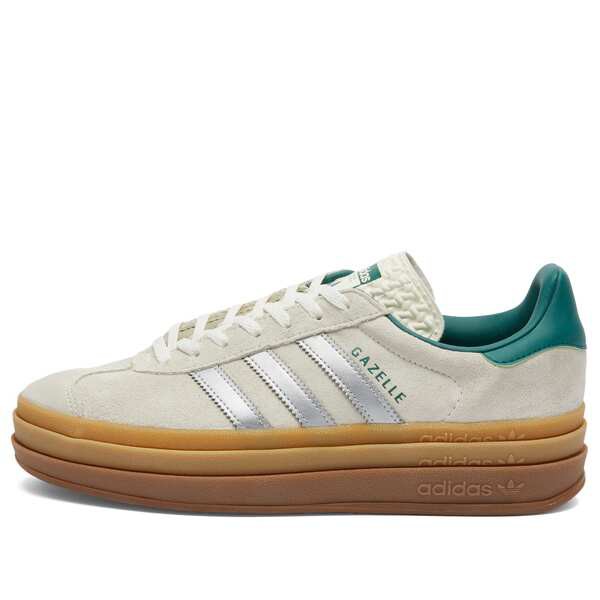 アディダス レディース スニーカー シューズ Adidas Gazelle Bold W Off White Silver Met & Collegiate Green