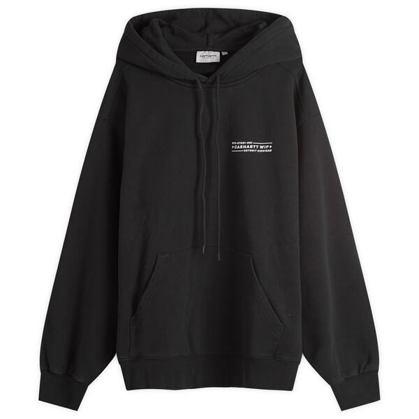 カーハート メンズ パーカー・スウェット アウター Carhartt WIP Hooded Stamp Crew Sweat Black & White