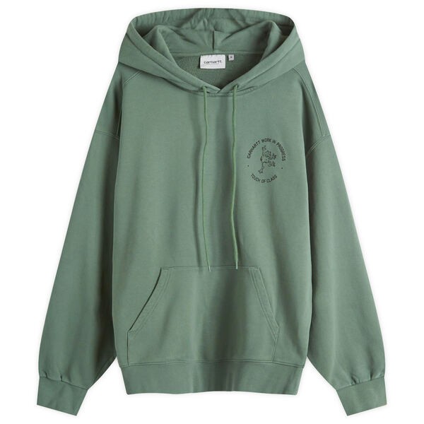 カーハート メンズ パーカー・スウェット アウター Carhartt WIP Hooded Stamp Crew Sweat Duck Green & Black