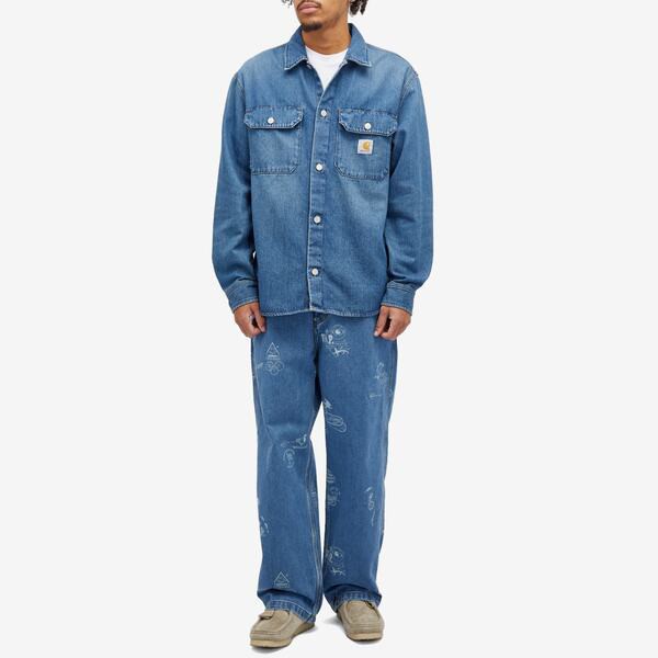 カーハート メンズ カジュアルパンツ ボトムス Carhartt WIP Stamp Pants Stamp Print Blue