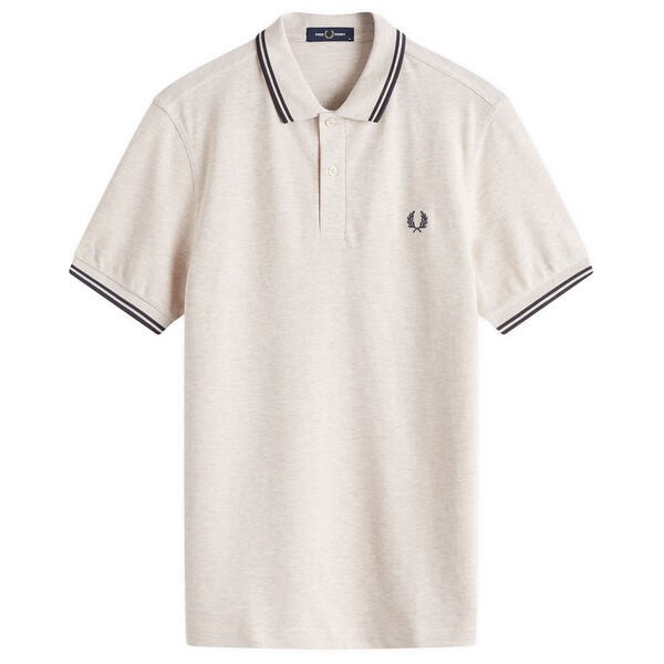 フレッドペリー メンズ ポロシャツ トップス Fred Perry Twin Tipped Polo Porridge Marl & Anchor Grey