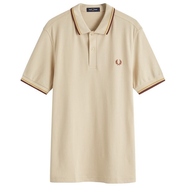 フレッドペリー メンズ ポロシャツ トップス Fred Perry Twin Tipped Polo Oatmeal Honeycomb & Whisky Brown