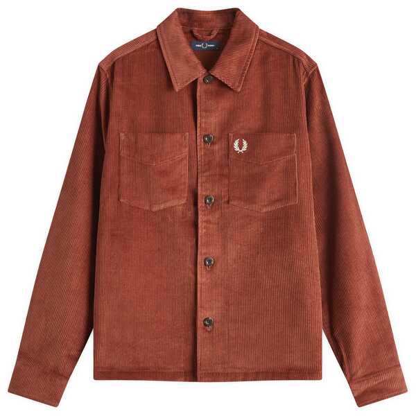 フレッドペリー メンズ シャツ トップス Fred Perry Corduroy Overshirt Whisky Brown