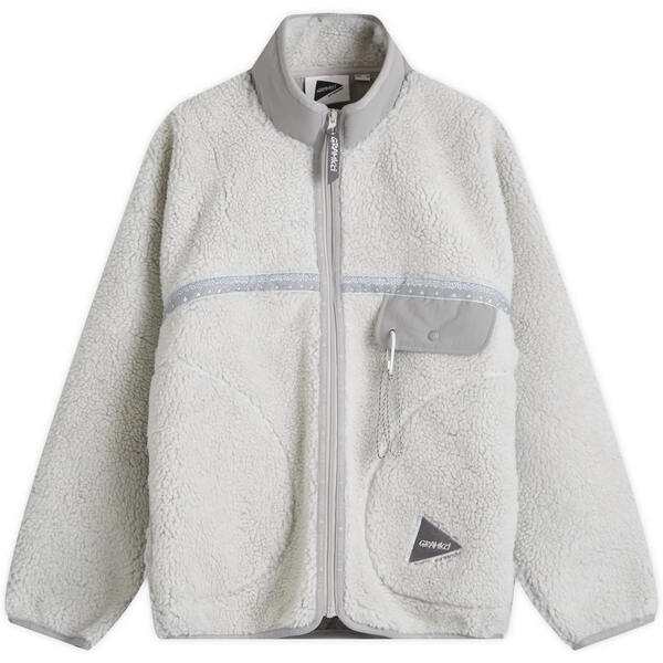 グラミチ メンズ ジャケット・ブルゾン アウター Gramicci x and wander Tape Fleece Jacket Light Grey