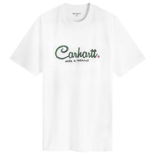 カーハート メンズ Tシャツ トップス Carhartt WIP Paradise Script T-Shirt White