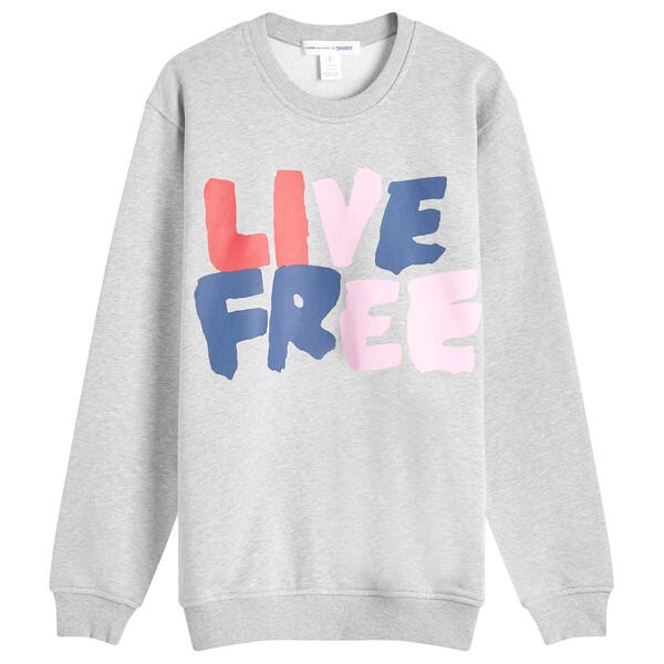 コム・デ・ギャルソン メンズ パーカー・スウェット アウター Comme des Garcons SHIRT Live Free Crew Sweatshirt Grey