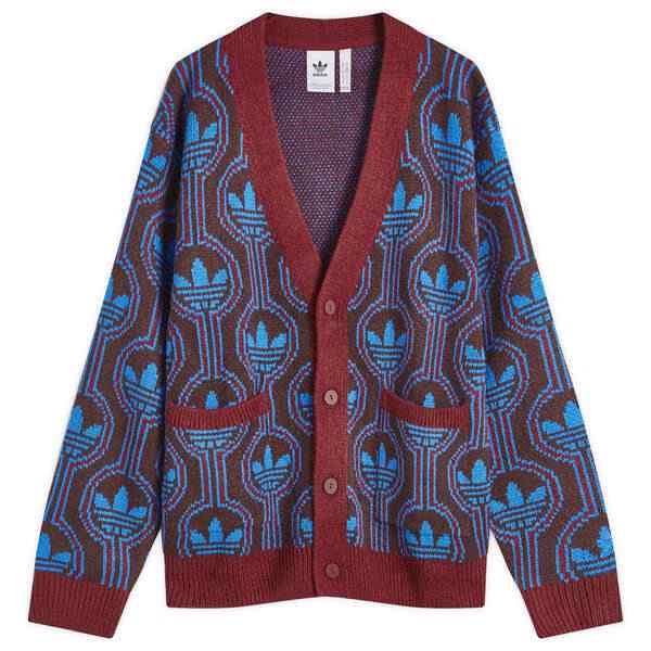 アディダス メンズ カーディガン アウター Adidas Knit Cardigan Shadow Red & Blue