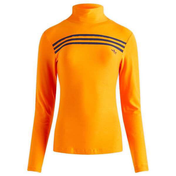 アディダス レディース Tシャツ トップス Adidas Long Sleeve 3 Striped T-Shirt Unity Orange F16