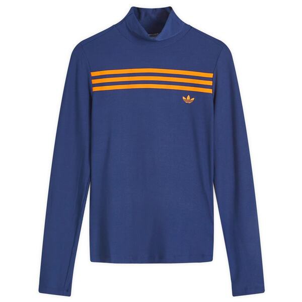 アディダス レディース Tシャツ トップス Adidas Long Sleeve 3 Striped T-Shirt Night Indigo