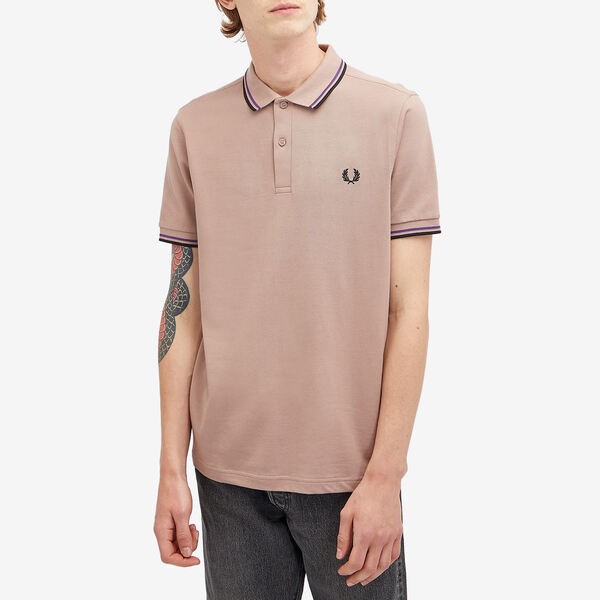 フレッドペリー メンズ ポロシャツ トップス Fred Perry Twin Tipped Polo Dark Pink, Amethyst & Blackの通販は
