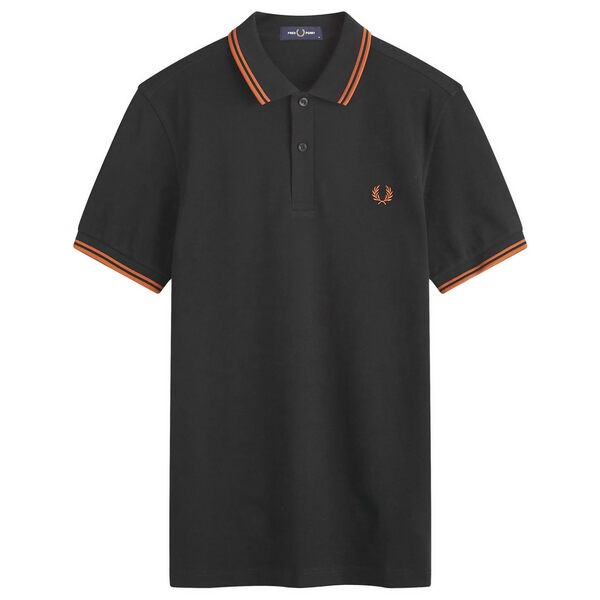 フレッドペリー メンズ ポロシャツ トップス Fred Perry Twin Tipped Polo Black & Marmalade