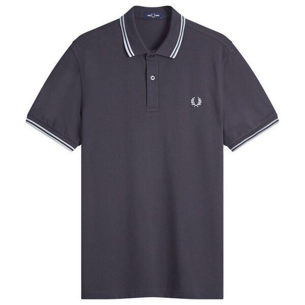 フレッドペリー メンズ ポロシャツ トップス Fred Perry Twin Tipped Polo Anchor Grey & Limestone