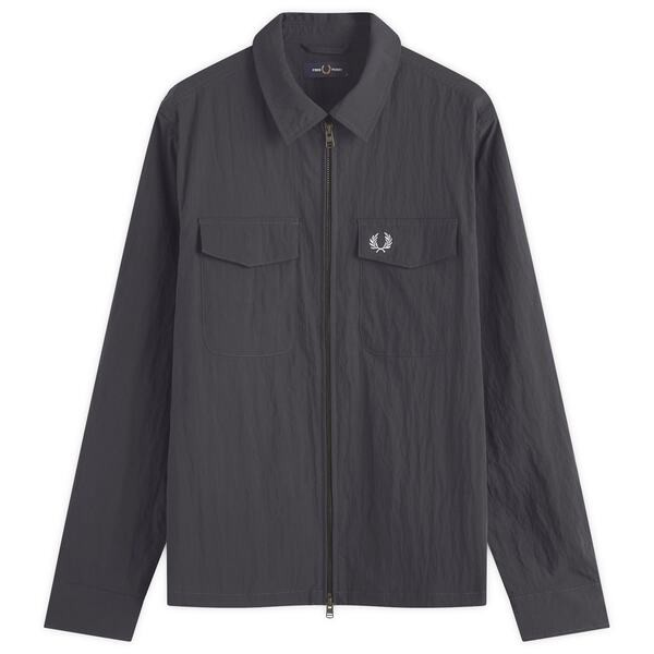 フレッドペリー メンズ シャツ トップス Fred Perry Zip Overshirt Anchor Grey