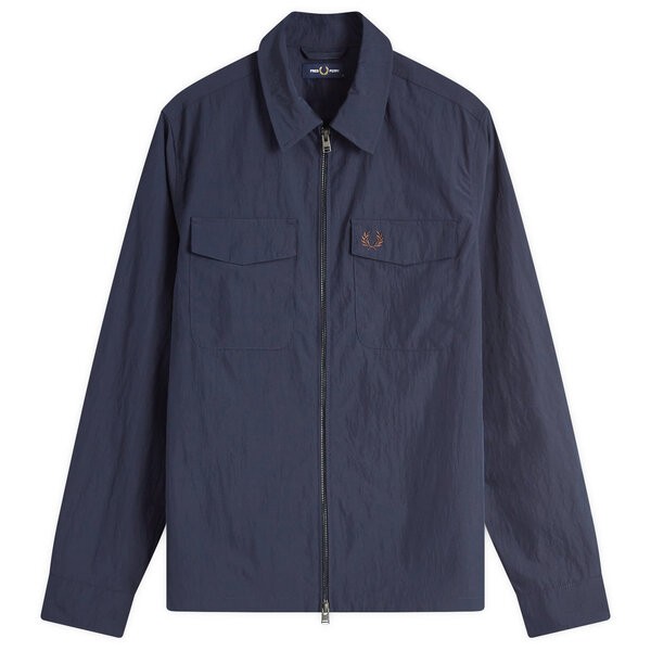 フレッドペリー メンズ シャツ トップス Fred Perry Zip Overshirt Navyの通販は