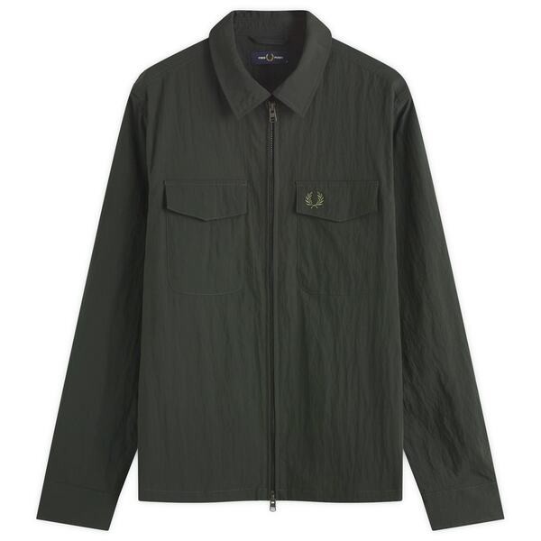 フレッドペリー メンズ シャツ トップス Fred Perry Zip Overshirt Night Green