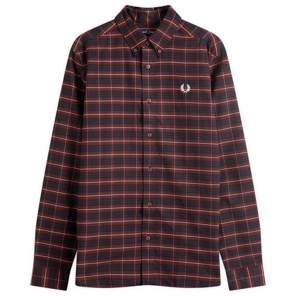 フレッドペリー メンズ シャツ トップス Fred Perry Brushed Tartan Oxford Shirt Oxbloodの通販は