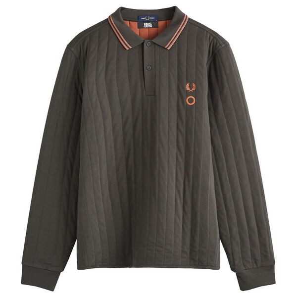 フレッドペリー メンズ ポロシャツ トップス Fred Perry x Craig Green Long Sleeve Quilted Polo Anthracite