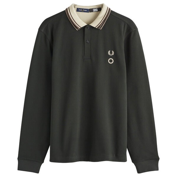 フレッドペリー メンズ ポロシャツ トップス Fred Perry x Craig Green Double Layer Long Sleeve Polo Night Green