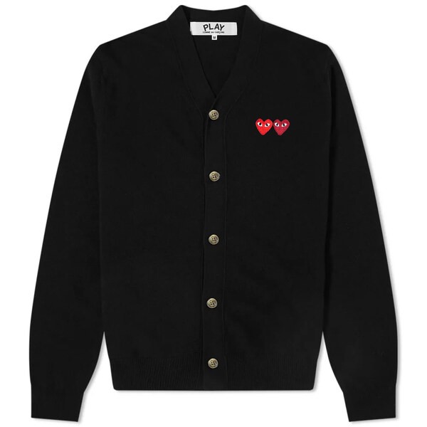 コム・デ・ギャルソン メンズ ニット・セーター アウター Comme des Garcons Play Double Heart Cardigan Black