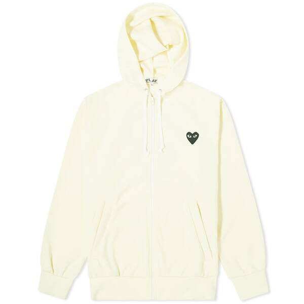 コム・デ・ギャルソン メンズ パーカー・スウェット アウター Comme des Garcons Play Black Heart Full Zip  Back Print Hoody Ivory