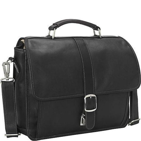 ピエル レザー メンズ ビジネス系 バッグ Piel Leather Small Flap-Over Laptop Brief Black