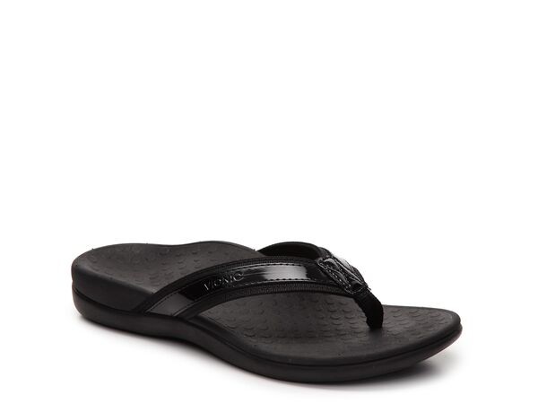 バイオニック レディース サンダル シューズ Tide II Flip Flop Black Patent