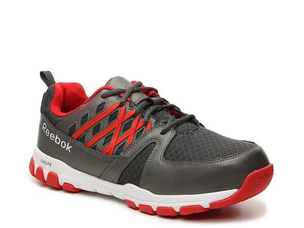 リーボック メンズ スニーカー シューズ Sublite Steel Toe Work Shoe Grey/Redの通販は