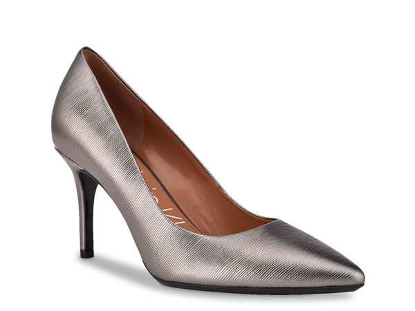 カルバンクライン レディース パンプス シューズ Gayle Pump Silver Metallic Leather