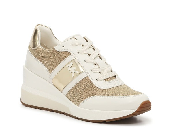 マイケルコース レディース スニーカー シューズ Mabel Wedge Sneaker - Women's White/Gold Metallic