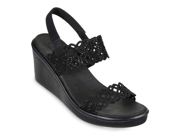 スケッチャーズ レディース サンダル シューズ Rumble On Sassy Dayz Wedge Sandal Black