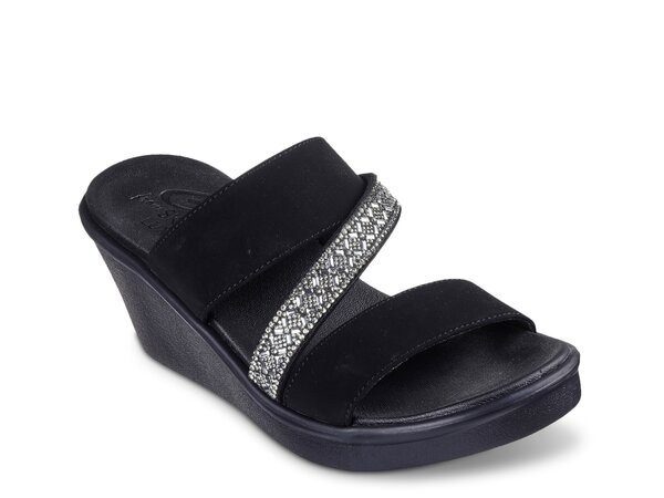 スケッチャーズ レディース サンダル シューズ Cali Rumble On Social Glam Wedge Sandal Black