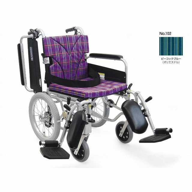 カワムラサイクル 簡易モジュール介助用 中床タイプ 車いす ピーコックブルー 座幅38cm KA816-38B-M