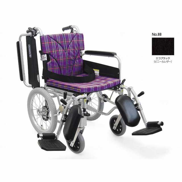 カワムラサイクル 簡易モジュール介助用 中床タイプ 車いす エコブラック 座幅38cm KA816-38B-M