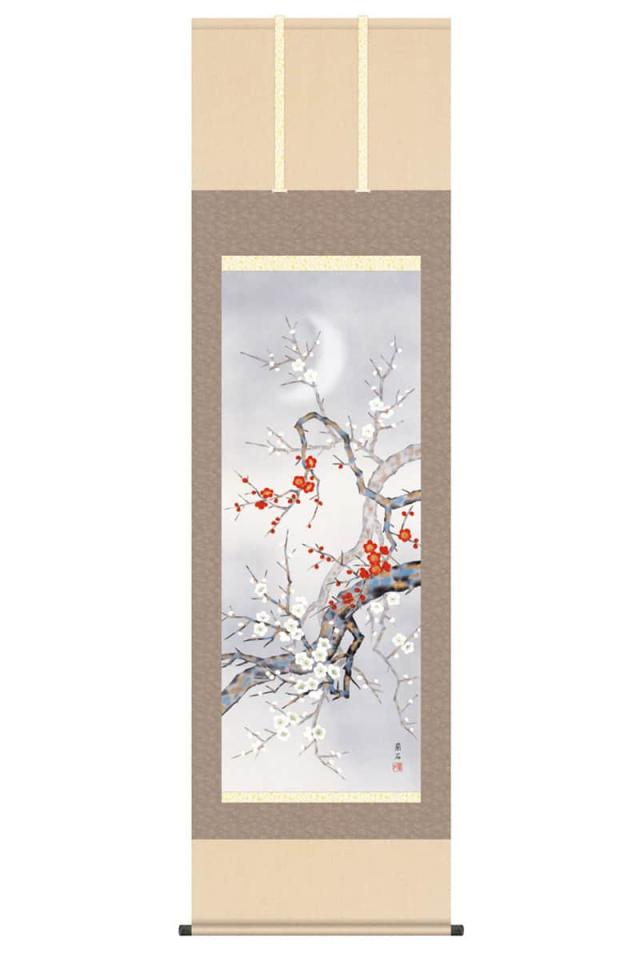 掛軸 掛け軸 花鳥画 四季花鳥揃 四季奏歓 春 単品 紅白梅 洛彩緞子本表装 尺五 高見蘭石 桐箱 【2024年度新作】 h06-snk-kz5a6-40aの通販は