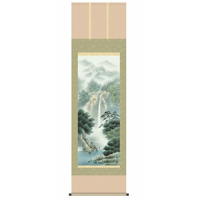 掛軸 掛け軸 山水画 幽山渓谷 正絹二丁本表装 尺五 鈴村秀山 三美会 桐箱 【2023年度新作】 snk-h29b1-n009 の通販は