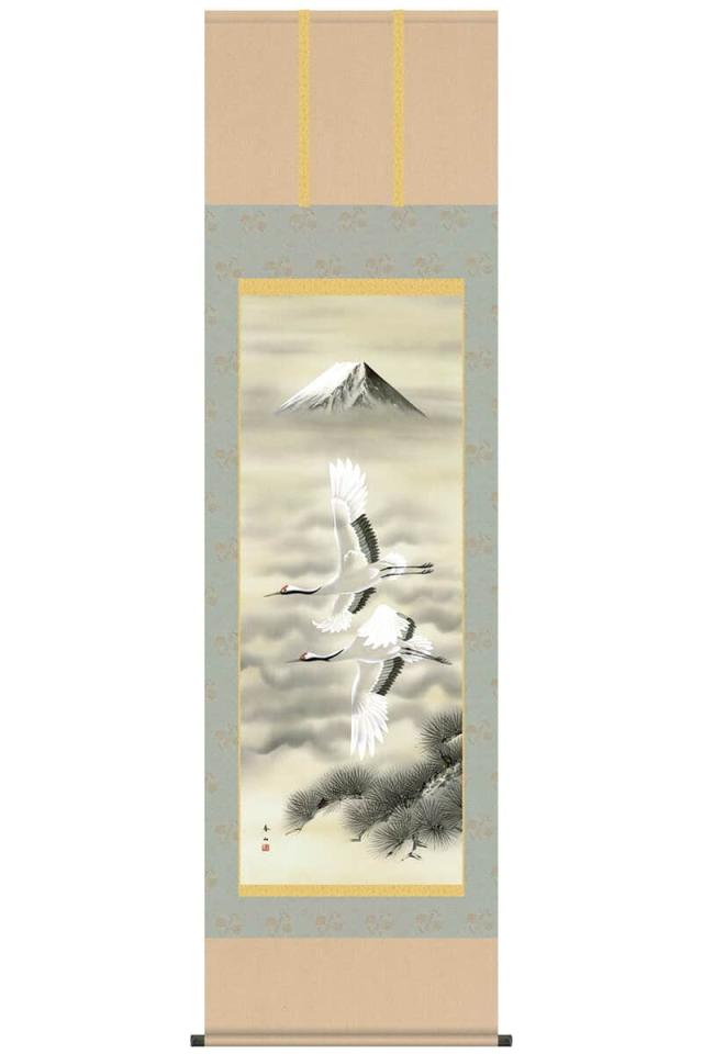 掛軸 掛け軸 慶祝画 富岳飛翔 洛彩緞子本表装筋廻仕様 尺五 鈴村秀山 三美会 桐箱 【2023年度新作】 snk-h30c1-004 の通販は
