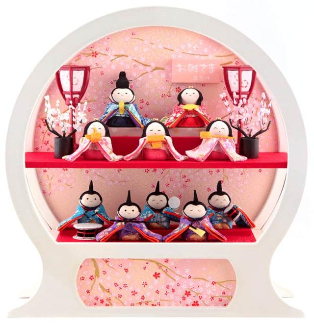 雛人形 コンパクト ひな人形 雛 ケース飾り 十人飾り 藤翁作 舞あそび 白わらべ 手作り縮緬細工 【2025年度新作】 h073-fn-223-1003の通販は