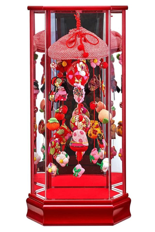 雛人形 コンパクト ひな人形 雛 ケース飾り つるし飾り つるし雛 藤翁作 大 赤A 手作り縮緬細工 【2025年度新作】 h073-fn-213-603 40,390円
