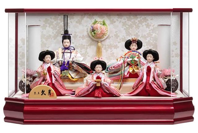 雛人形 久月 ひな人形 雛 ケース飾り 五人飾り 小三五親王 六角アクリルケース 【2025年度新作】 h073-k-1959 D-109の通販は